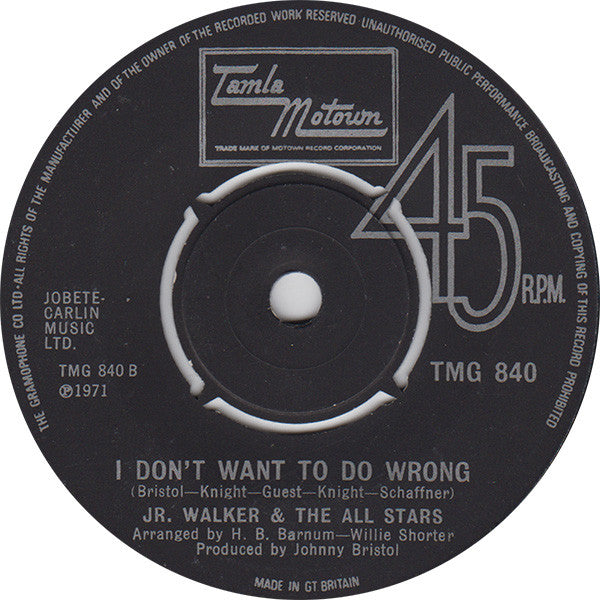 Junior Walker & The All Stars : Take Me Girl, I'm Ready  (7", Single, 4-P)