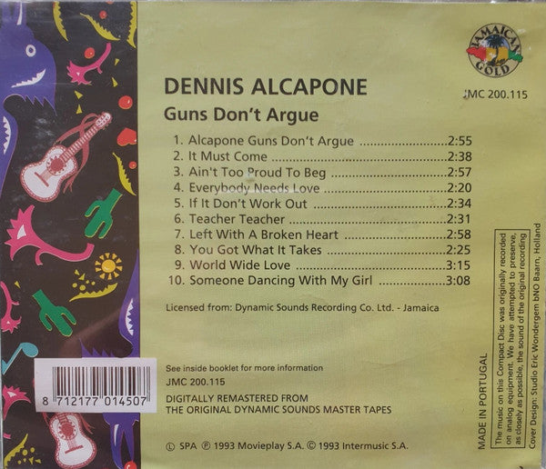 Dennis Alcapone : Guns Don't Argue (CD, Album, RE, RM)