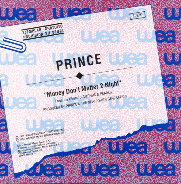 Prince : Money Don't Matter 2 Night (7", Single, Promo)