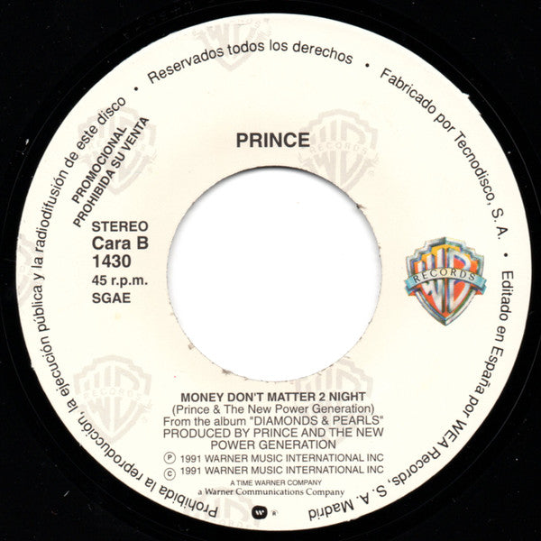 Prince : Money Don't Matter 2 Night (7", Single, Promo)