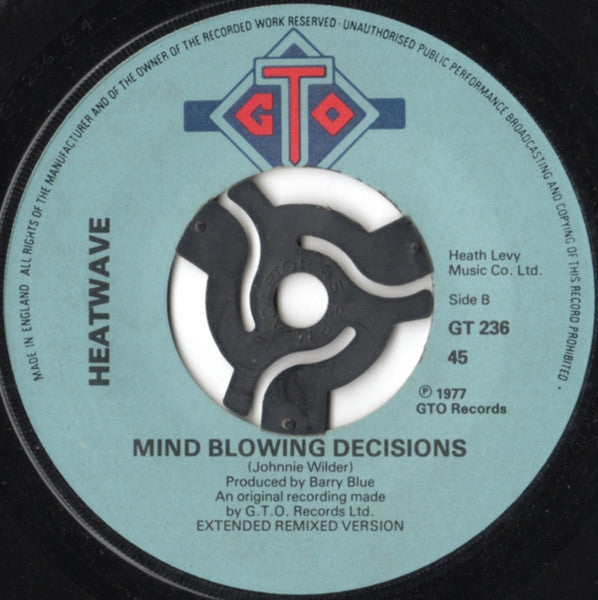 Heatwave : Always And Forever b/w Mind Blowing Decisions (7", Single)