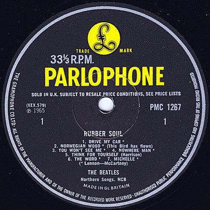 The Beatles : Rubber Soul (LP, Album, Mono, "Lo)