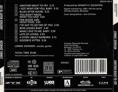 Lonnie Johnson (2) : Another Night To Cry (CD, Album)