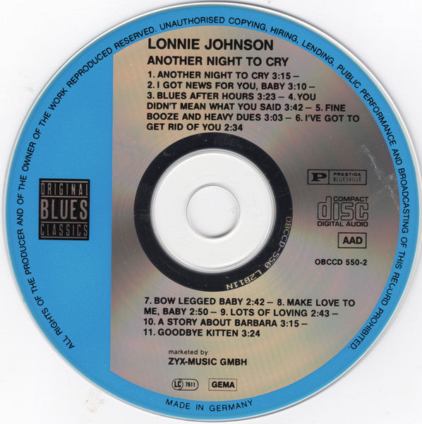 Lonnie Johnson (2) : Another Night To Cry (CD, Album)