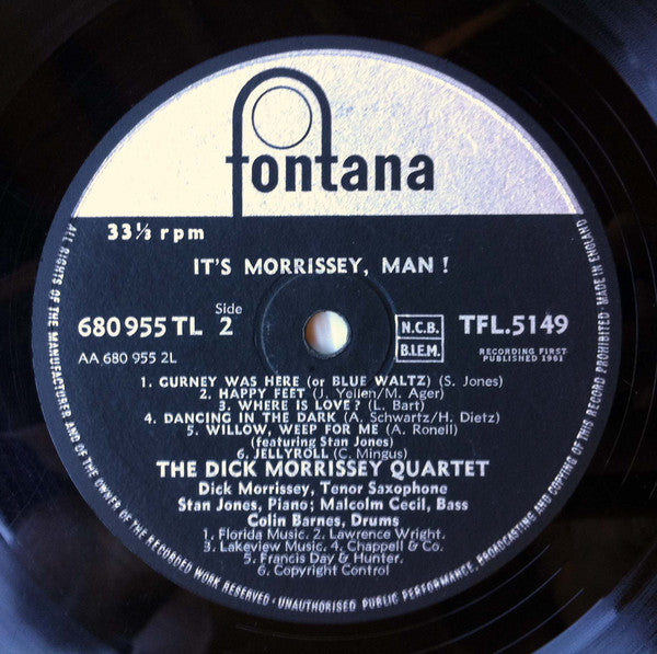 The Dick Morrissey Quartet : It's Morrissey, Man! (LP, Album, Mono)