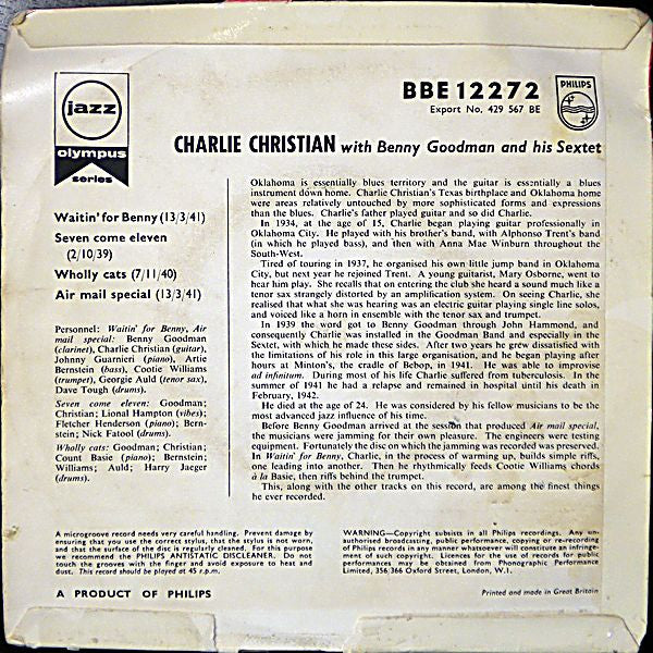 Charlie Christian With Benny Goodman Sextet : Charlie Christian (7", EP, Comp)