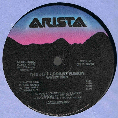 The Jeff Lorber Fusion : Water Sign (LP, Album, RE)