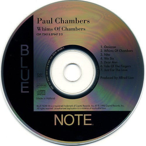 Paul Chambers Sextet : Whims Of Chambers (CD, Album, Mono, RE, RM)