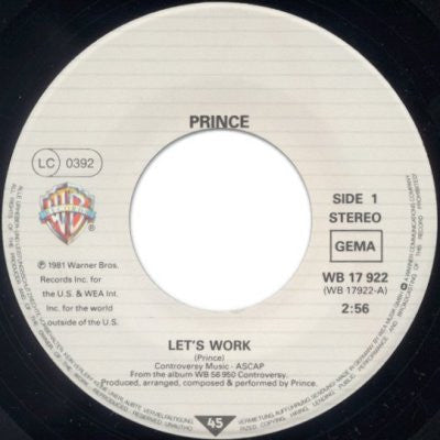 Prince : Let's Work (7", Single)