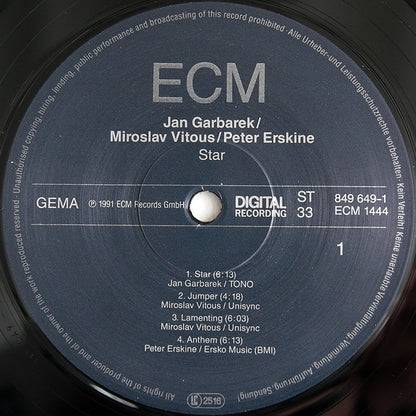 Jan Garbarek, Miroslav Vitous, Peter Erskine : Star (LP, Album)