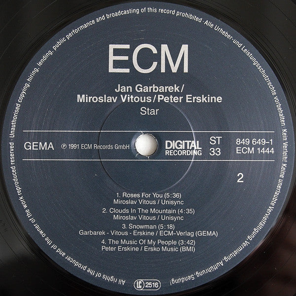 Jan Garbarek, Miroslav Vitous, Peter Erskine : Star (LP, Album)