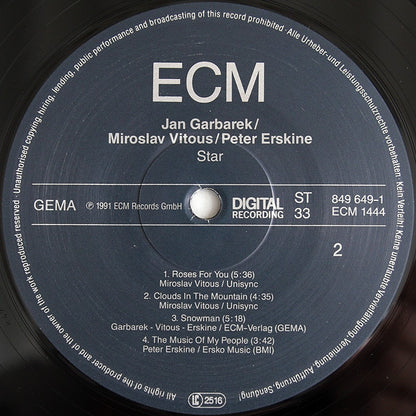 Jan Garbarek, Miroslav Vitous, Peter Erskine : Star (LP, Album)