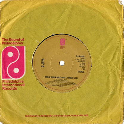 The O'Jays : Darlin' Darlin' Baby (Sweet, Tender, Love) (7", Single, Sol)