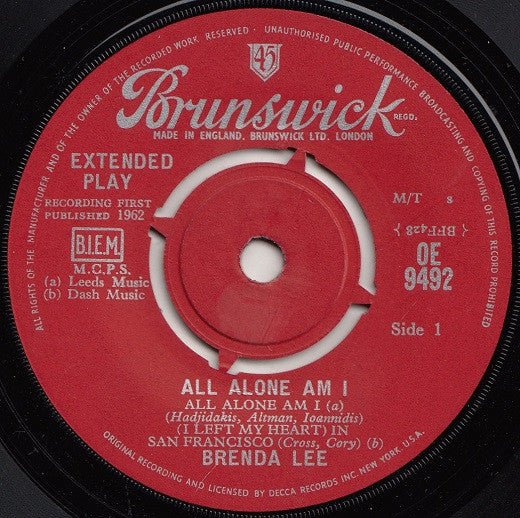 Brenda Lee : All Alone Am I (7", EP)