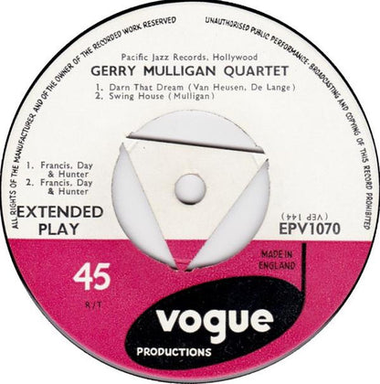 Gerry Mulligan Quartet : Gerry Mulligan Quartet (7", EP, RP)