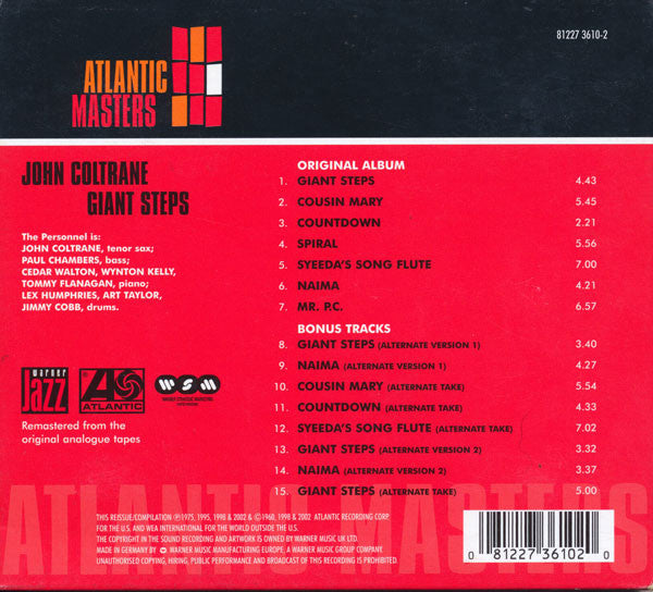 John Coltrane : Giant Steps (CD, Album, RE, RM, Dig)