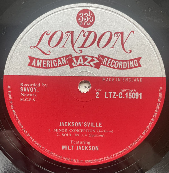 Milt Jackson : Jackson'sville (LP, Album, Mono)