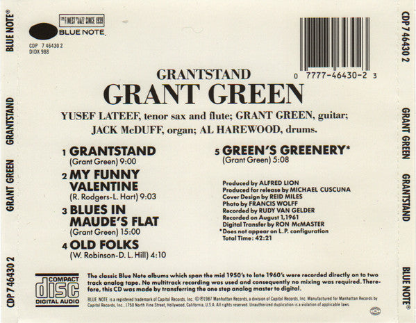 Grant Green : Grantstand (CD, Album, RE, Cap)