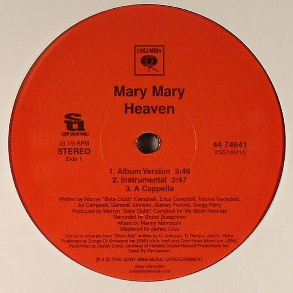 Mary Mary : Heaven (12")