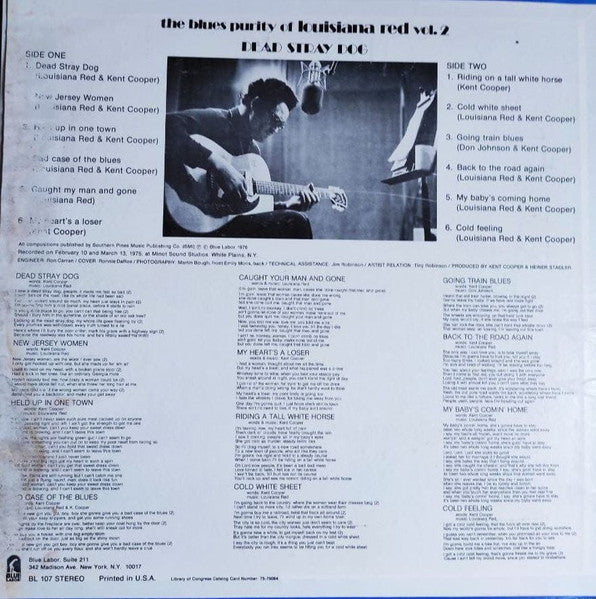 Louisiana Red : The Blues Purity Of Louisiana Red Volume 2: Dead Stray Dog (LP, Album)