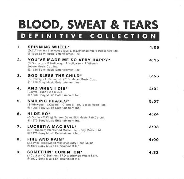 Blood, Sweat And Tears : Definitive Collection (CD, Comp)