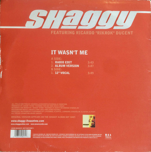 Shaggy Featuring Ricardo "Rik Rok" Ducent : It Wasn't Me (12", Single)