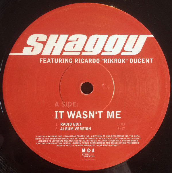 Shaggy Featuring Ricardo "Rik Rok" Ducent : It Wasn't Me (12", Single)