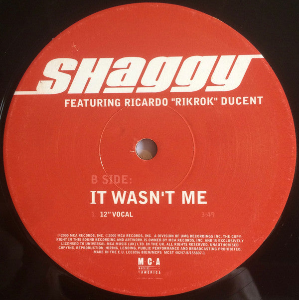 Shaggy Featuring Ricardo "Rik Rok" Ducent : It Wasn't Me (12", Single)
