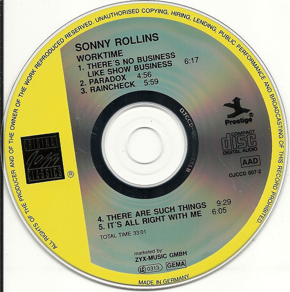 Sonny Rollins : Worktime  (CD, Album, RE, RM)
