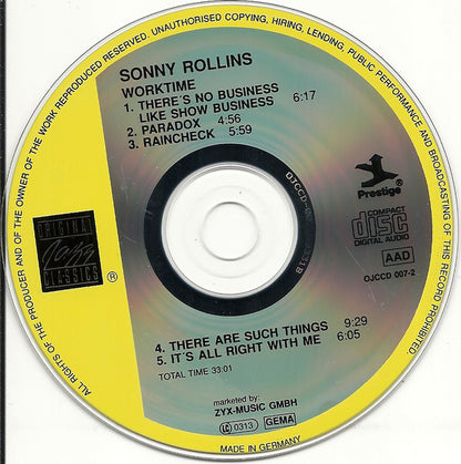 Sonny Rollins : Worktime  (CD, Album, RE, RM)