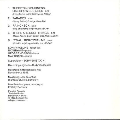 Sonny Rollins : Worktime  (CD, Album, RE, RM)
