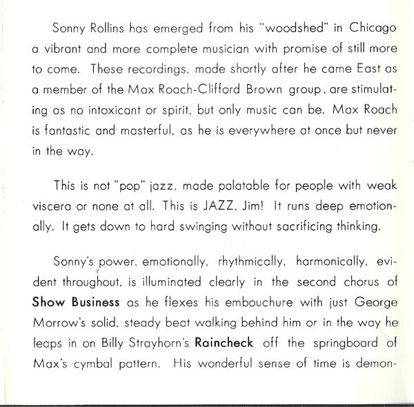 Sonny Rollins : Worktime  (CD, Album, RE, RM)