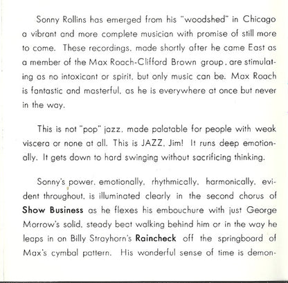 Sonny Rollins : Worktime  (CD, Album, RE, RM)