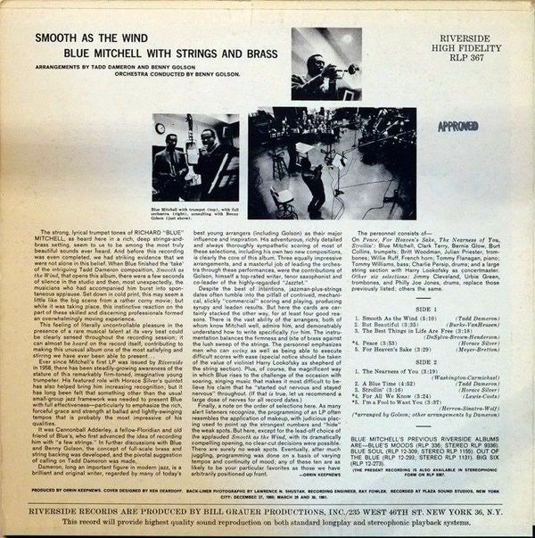 The Blue Mitchell Orchestra : Smooth As The Wind (LP, Album, Mono)