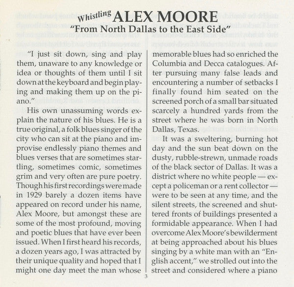 Whistlin' Alex Moore* : From North Dallas To The East Side (CD, Comp)