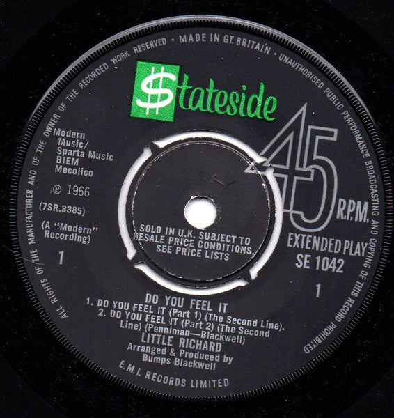 Little Richard : Do You Feel It (The Second Line) (7", EP, Mono)