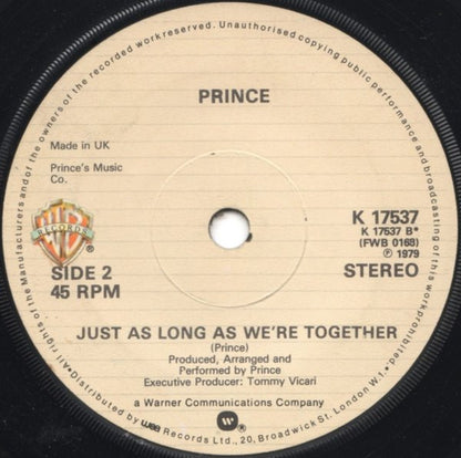 Prince : I Wanna Be Your Lover (7", Single)