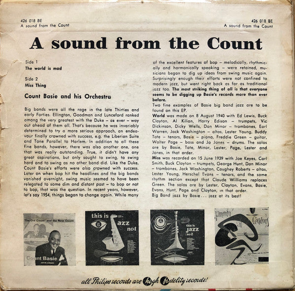 Count Basie Orchestra : A Sound From The Count (7", EP, Mono)