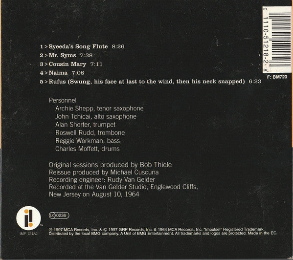 Archie Shepp : Four For Trane (CD, Album, RE, RM, Jew)