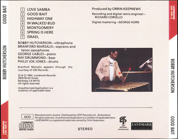 Bobby Hutcherson : Good Bait (CD, Album)