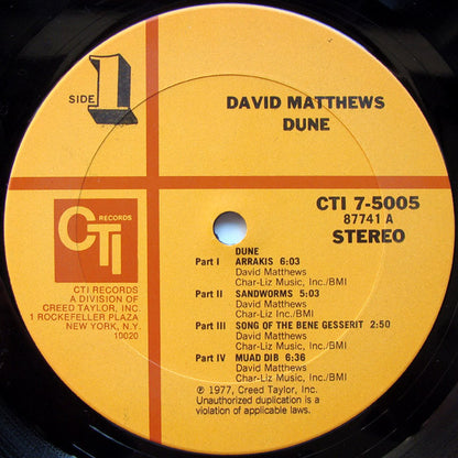 David Matthews* : Dune (LP, Album)