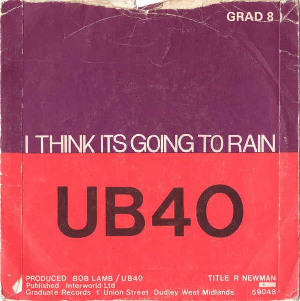 UB40 : My Way Of Thinking / I Think Its Going To Rain Today (7", Single)