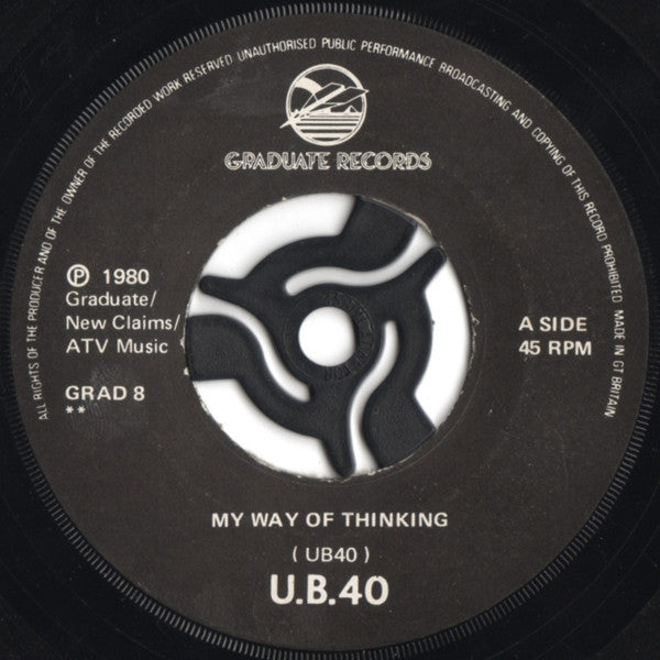 UB40 : My Way Of Thinking / I Think Its Going To Rain Today (7", Single)