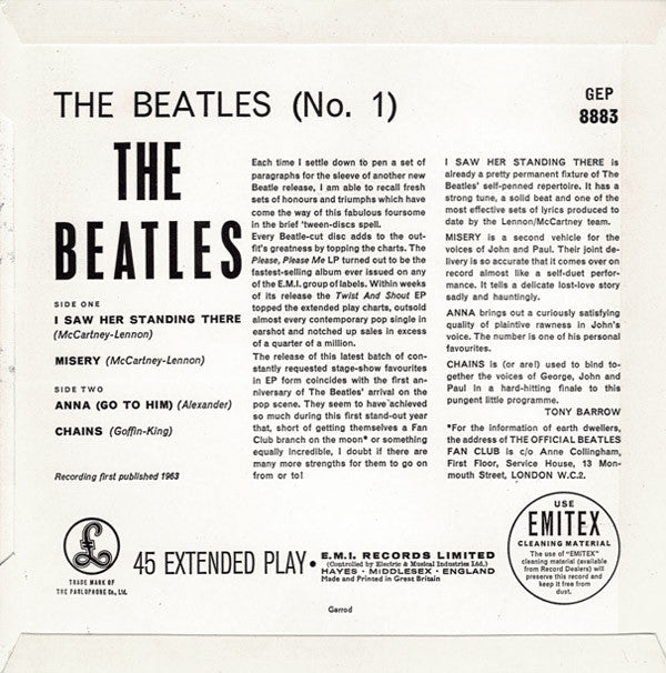 The Beatles : The Beatles No. 1 (7", EP, Mono, RP)