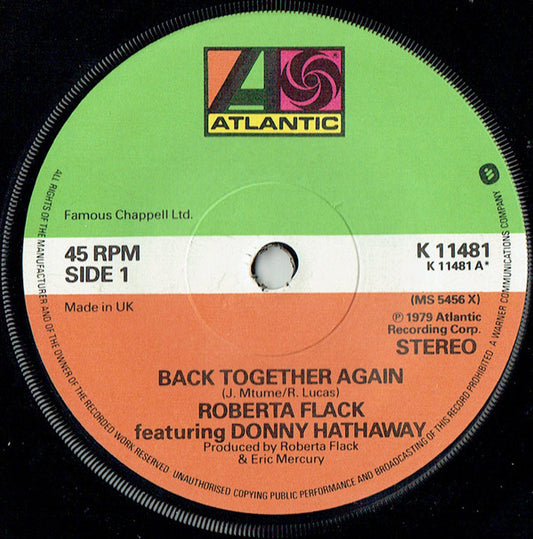 Roberta Flack Featuring Donny Hathaway : Back Together Again (7", Single, Sma)