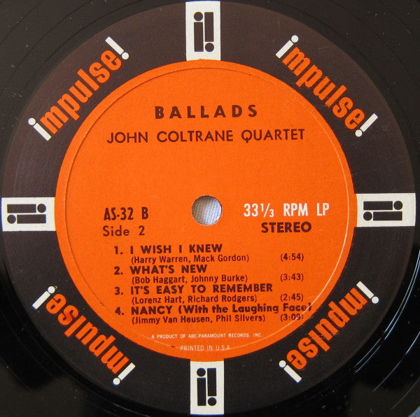 John Coltrane Quartet* : Ballads (LP, Album, RE, Typ)