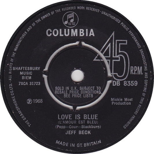 Jeff Beck : Love Is Blue (L'amour Est Bleu) (7", Single, 4 P)