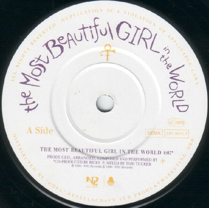 The Artist (Formerly Known As Prince) : The Most Beautiful Girl In The World (7", Single)