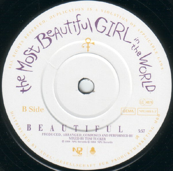 The Artist (Formerly Known As Prince) : The Most Beautiful Girl In The World (7", Single)