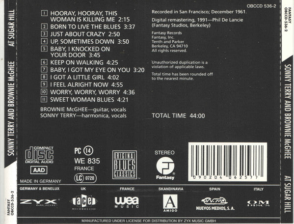 Sonny Terry And Brownie McGhee* : At Sugar Hill (CD, Album, RE, RM)